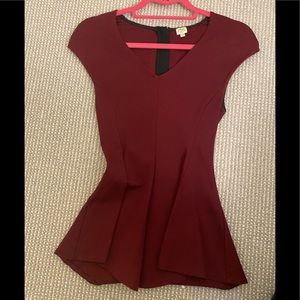 Wilfred peplum burgundy cap sleeve blouse